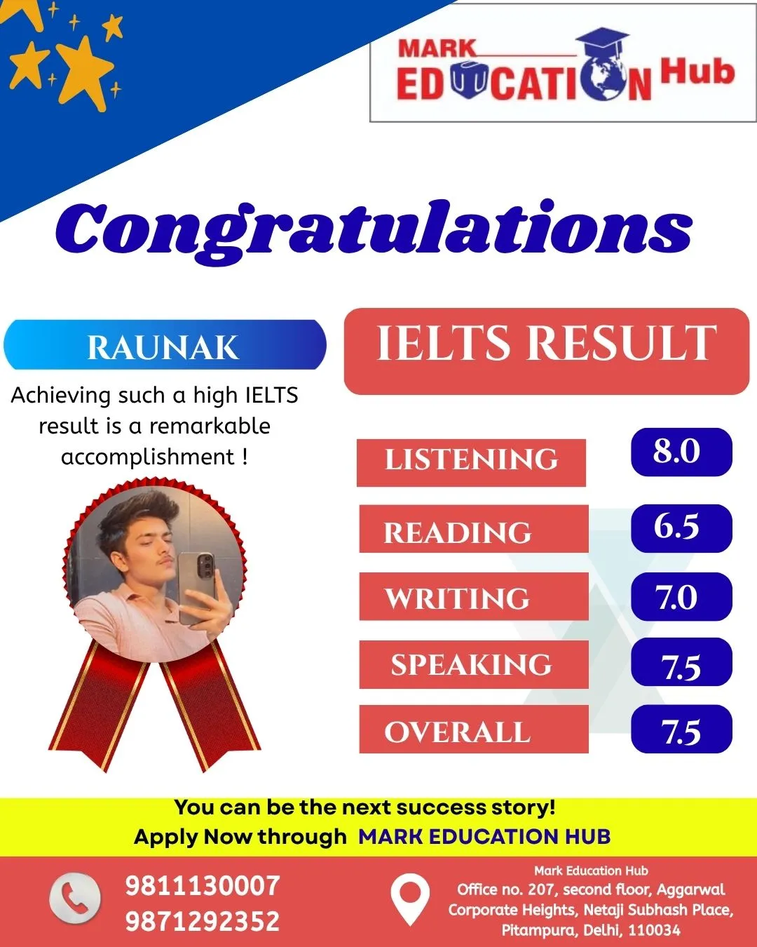 raunak ielts result